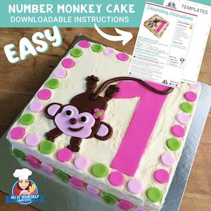 Number Monkey Cake Printable Template Decorating Tutorial