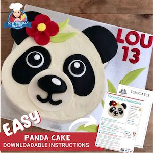 Cute Panda Cake Printable Template Decorating Tutorial Safari