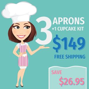 3 Aprons & 1 Cupcake Kit Bundle (End June Delivery)