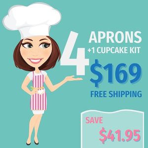 4 Aprons & 1 Cupcake Kit Bundle (End June Delivery)