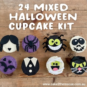 24 Halloween Cupcake Kit Crazy Faces Wednesday Cupcakes