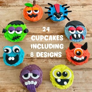 24 Halloween Cupcake Kit Monsters Halloween Faces Cupcakes