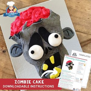 Zombie Cake Printable Template Tutorial Halloween Cake Ideas