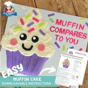 Muffin Shaped Cake Printable Template Decorating Tutorial