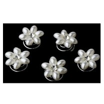 PEARL & RHINESTONE FLOWER SPIRAL - PKT 6