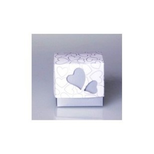 Gift: Heart Silver/white Wedding Box