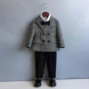 Boys Formal Houndstooth Blazer Suit Set