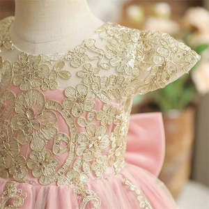 Golden Lace Princess Flower Girl Dress