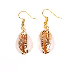 Cowrie Seashell Golden Drop Earrings