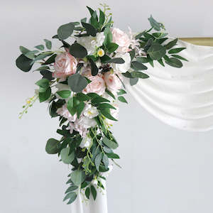 DIY Real Look 2-piece Pink Floral Arch Decor