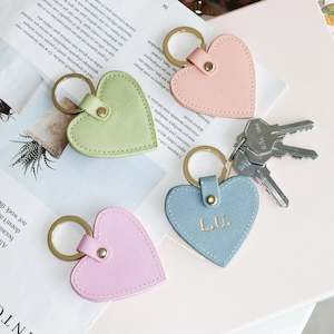 Personalised Leather Heart Keychain