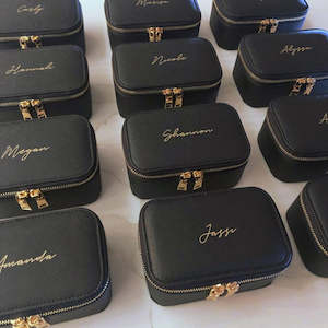 Personalised Black & Gold Jewellery Travel Case