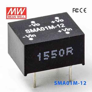 Electrical distribution equipment wholesaling: Mean Well SMA01M-12 DC-DC Converter - 1W - 10.8~13.2V in 12V out