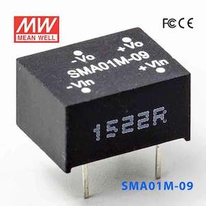 Electrical distribution equipment wholesaling: Mean Well SMA01M-09 DC-DC Converter - 1W - 10.8~13.2V in 9V out