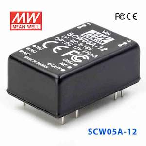 Electrical distribution equipment wholesaling: Mean Well SCW05A-12 DC-DC Converter - 5W 9~18V DC in 12V out