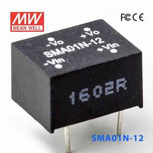 Electrical distribution equipment wholesaling: Mean Well SMA01N-12 DC-DC Converter - 1W - 21.6~26.4V in 12V out