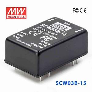 Electrical distribution equipment wholesaling: Mean Well SCW03B-15 DC-DC Converter - 3W 18~36V DC in 15V out