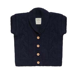 Benmore Cable Knit Waistcoat Navy 0-6mths