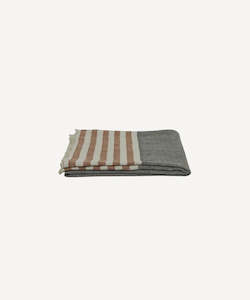 Linen: Herringbone Stripe Throw Black Stripe