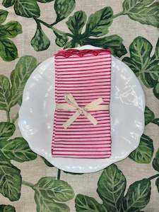 Block Print Cotton Napkins Pink Stripe Set of 6