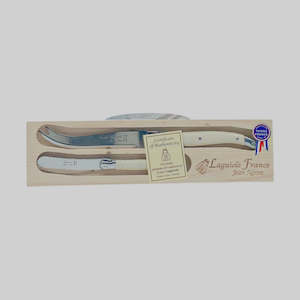 Cookware: Laguiole Cheese Knife Set in Wooden Box Ivory