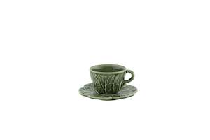 Bordallo Cabbage Coffee Cup and Saucer Green