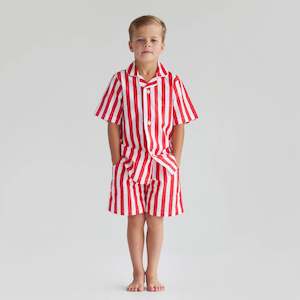 Piccolo Children's Striped Shorty PJ's Red