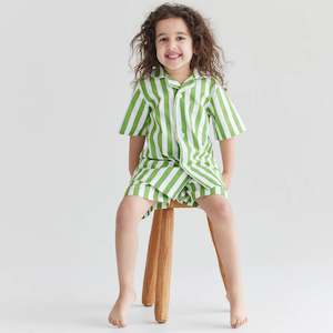 Piccolo Children's Striped Shorty PJ's Green