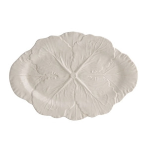 Bordallo Cabbage Oval Platter 37.5 Beige