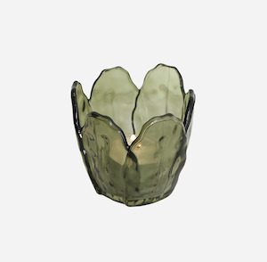 Floret Glass Candle Holder Green