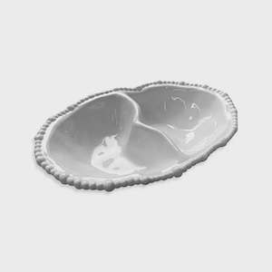 Melamine White Double Serving Dish