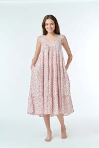 Arabella 100% Cotton Pink Floral Tiered Dress