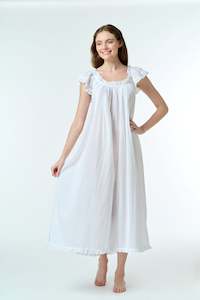 Clothing: Arabella 100% Cotton Frill Cap Sleeve White Dress