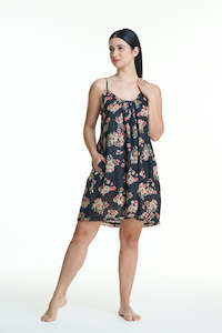 Clothing: Arabella 100% Cotton Black Floral Dress