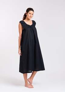 Clothing: Arabella 100% Cotton Black Cap Sleeve Dress