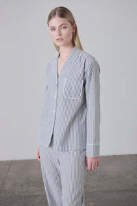 Laing Arabella Long Sleeved PJ Shirt - B&W Striped