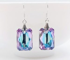 Gorgeous Light Vitrial Swarovski Emerald Cut Rectangle Earrings – Wendi Lindsay Jewellery