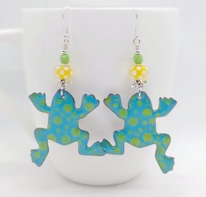 Fabulous Green Spotty Frog Handmade Enamel Earrings – Wendi Lindsay Jewellery