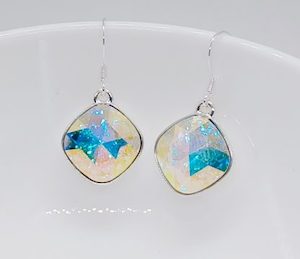 Gorgeous Clear AB Swarovski Cushion Diagonal Earrings – Wendi Lindsay Jewellery