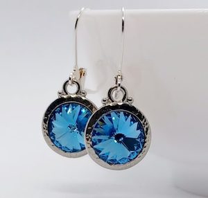 Aquamarine Blue 12mm Swarovski Round Lever Back Earrings – Wendi Lindsay Jewellery