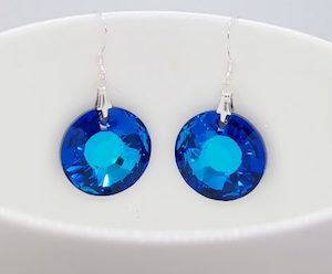 Spectacular Bermuda Blue Round Sun Swarovski Crystal Earrings – Wendi Lindsay Jewellery