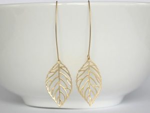 Jewellery: Lovely Long Matte Gold Leaf Earrings – Wendi Lindsay Jewellery