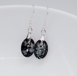 Stunning Silver Night Small Oval Swarovski Crystal Earrings – Wendi Lindsay Jewellery