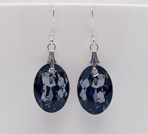 Stunning Silver Night Oval Swarovski Crystal Earrings – Wendi Lindsay Jewellery