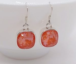 Orange Ignite 10mm Swarovski Crystal Cushion Earrings – Wendi Lindsay Jewellery