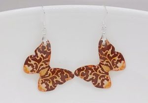 Jewellery: Orange and Brown Resin Butterfly Handmade Earrings – Wendi Lindsay Jewellery