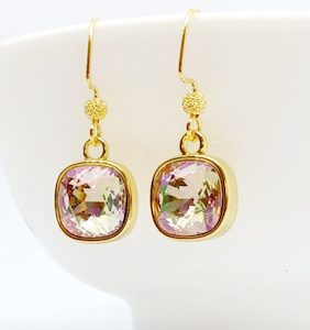 Gorgeous Golden Shadow Blush 10mm Swarovski Cushion Earrings – Wendi Lindsay Jewellery