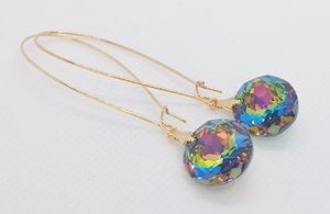 Jewellery: Long Lever Multi Colour Swarovski Earrings, Stunning – Wendi Lindsay Jewellery