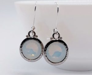 Short Lever White Opal Swarovski Earrings, Stunning – Wendi Lindsay Jewellery