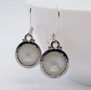 Short Lever Linen Swarovski Earrings, Stunning – Wendi Lindsay Jewellery